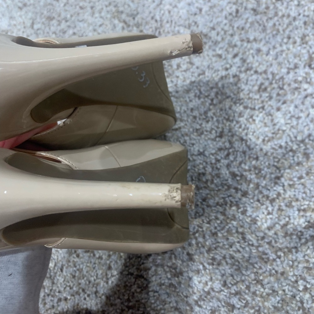 Guess Nude Slingback Peep Toe Platform Heels - Picture 4 of 4